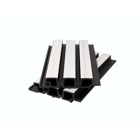 Фасадная панель брусковая двухцветная (33*165/138*3600 мм) 3D, CO-EXTRUSION, PG Белый снег