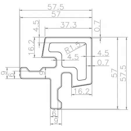 Угол внешний для фасадной панели (57*57*3600 мм) 3D, CO EXTRUSION, PG Орех