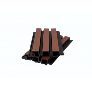 Фасадная панель брусковая двухцветная (33*165/138*3600 мм) 3D, CO-EXTRUSION, PG Орех