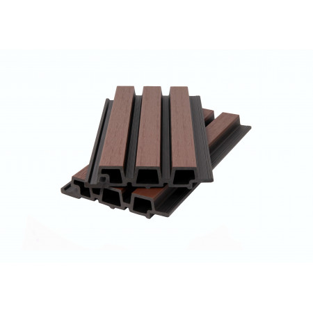 Фасадная панель брусковая двухцветная (33*165/138*3600 мм) 3D, CO-EXTRUSION, PG Шоколадный