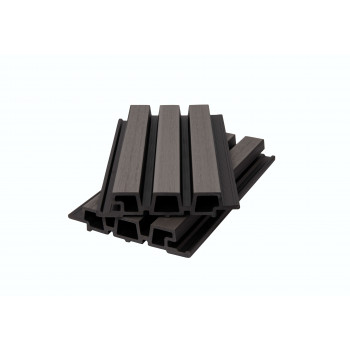 Фасадная панель брусковая двухцветная (33*165/138*3600 мм) 3D, CO-EXTRUSION, PG Темно - серый