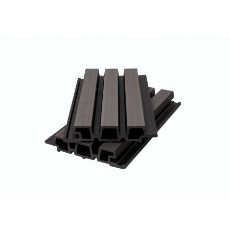 Фасадная панель брусковая двухцветная (33*165/138*3600 мм) 3D, CO-EXTRUSION, PG Темно - серый